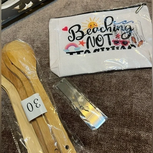 NWT Teacher Gift Bundle - Bookmark, cosmetic bag, wooden spoons - Picture 2 of 4
